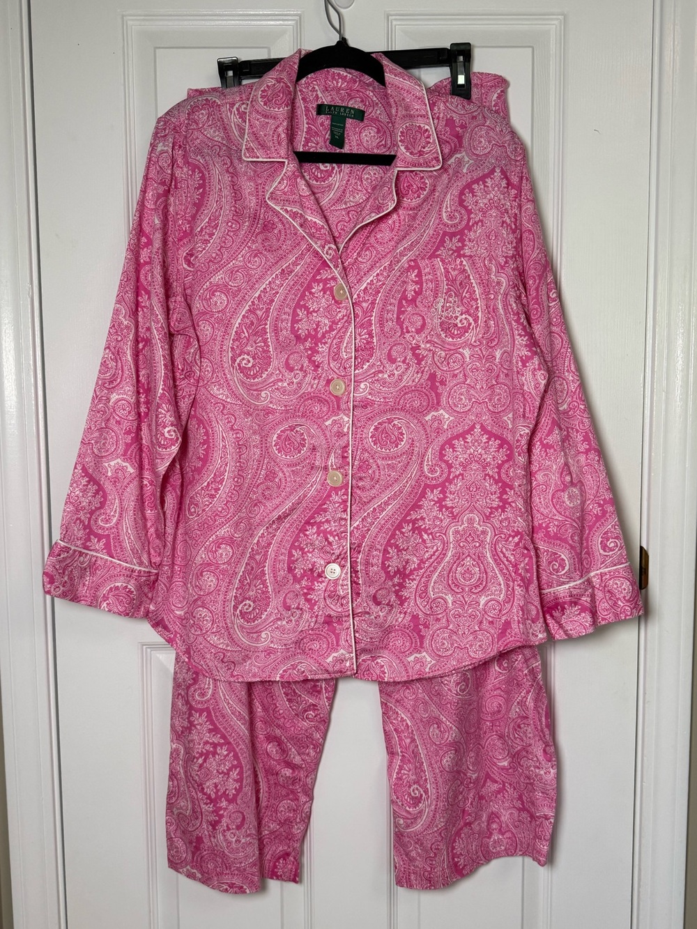 Lauren Ralph Lauren Womens Pink Paisley 100% Cotton Pajama Set XL